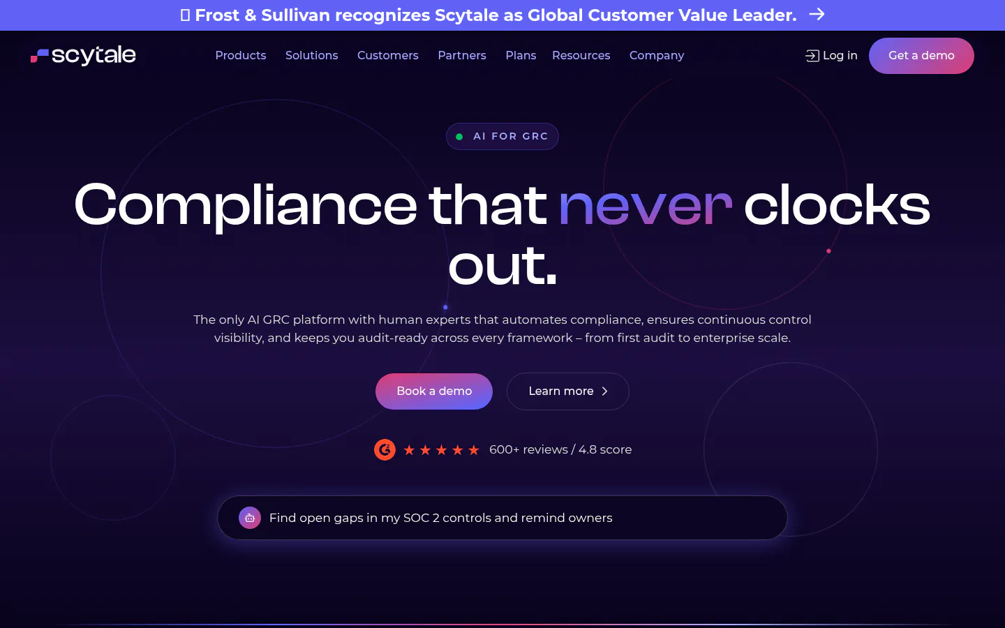 Scytale homepage screenshot, captured August 12, 2026