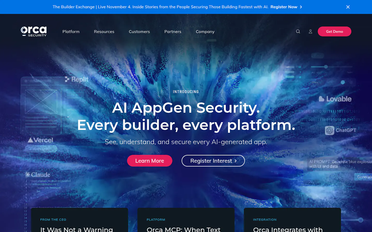 Orca Security agentless cloud security platform homepage