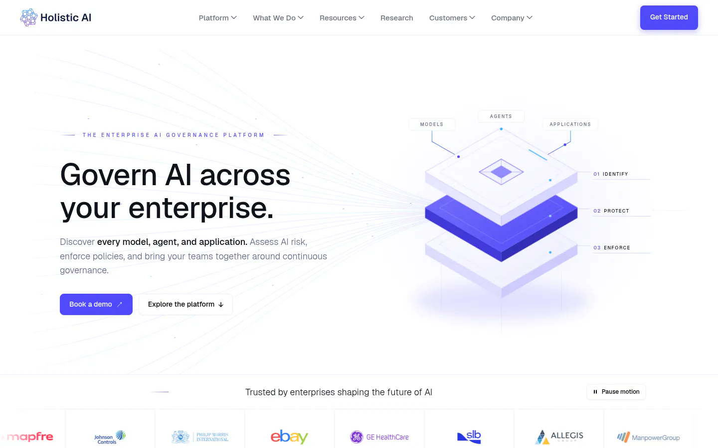 Holistic AI enterprise AI governance platform homepage