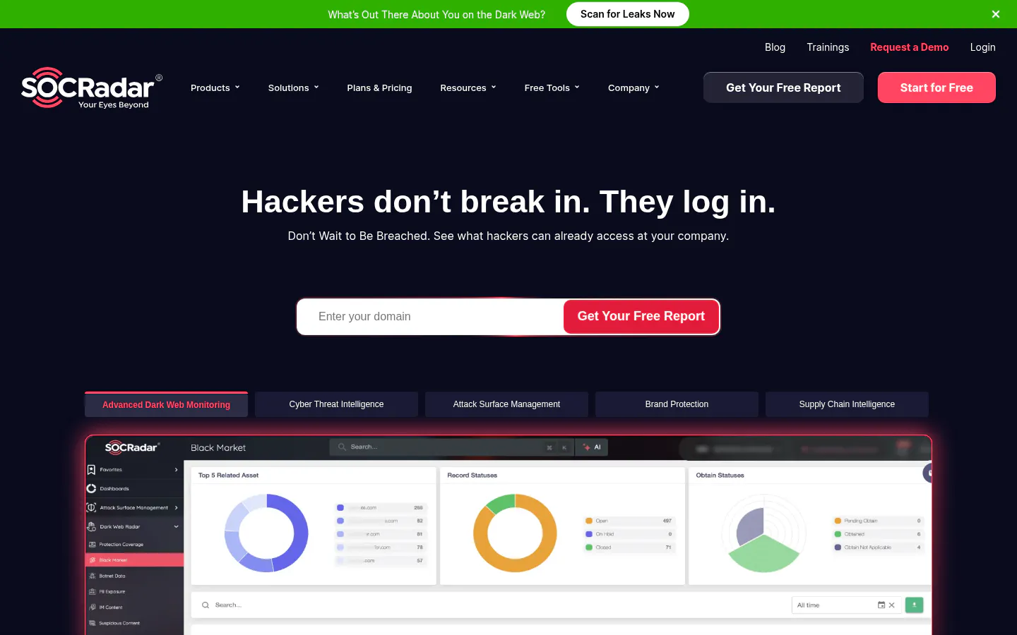 SOCRadar Extended Threat Intelligence homepage