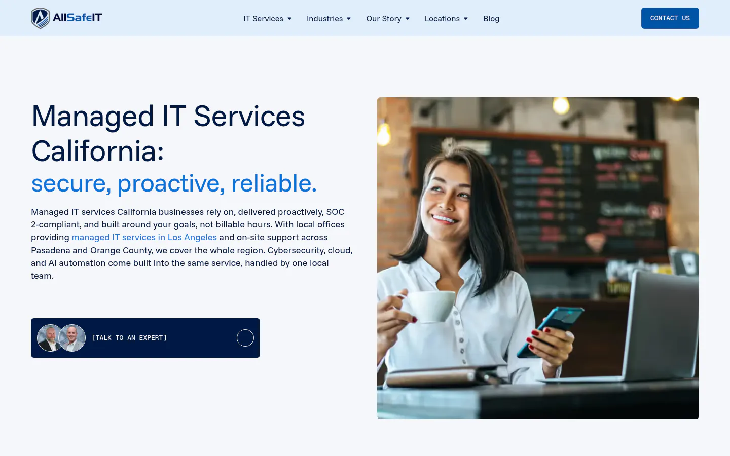 AllSafe IT homepage showing managed IT services and CRN MSP 500 recognition