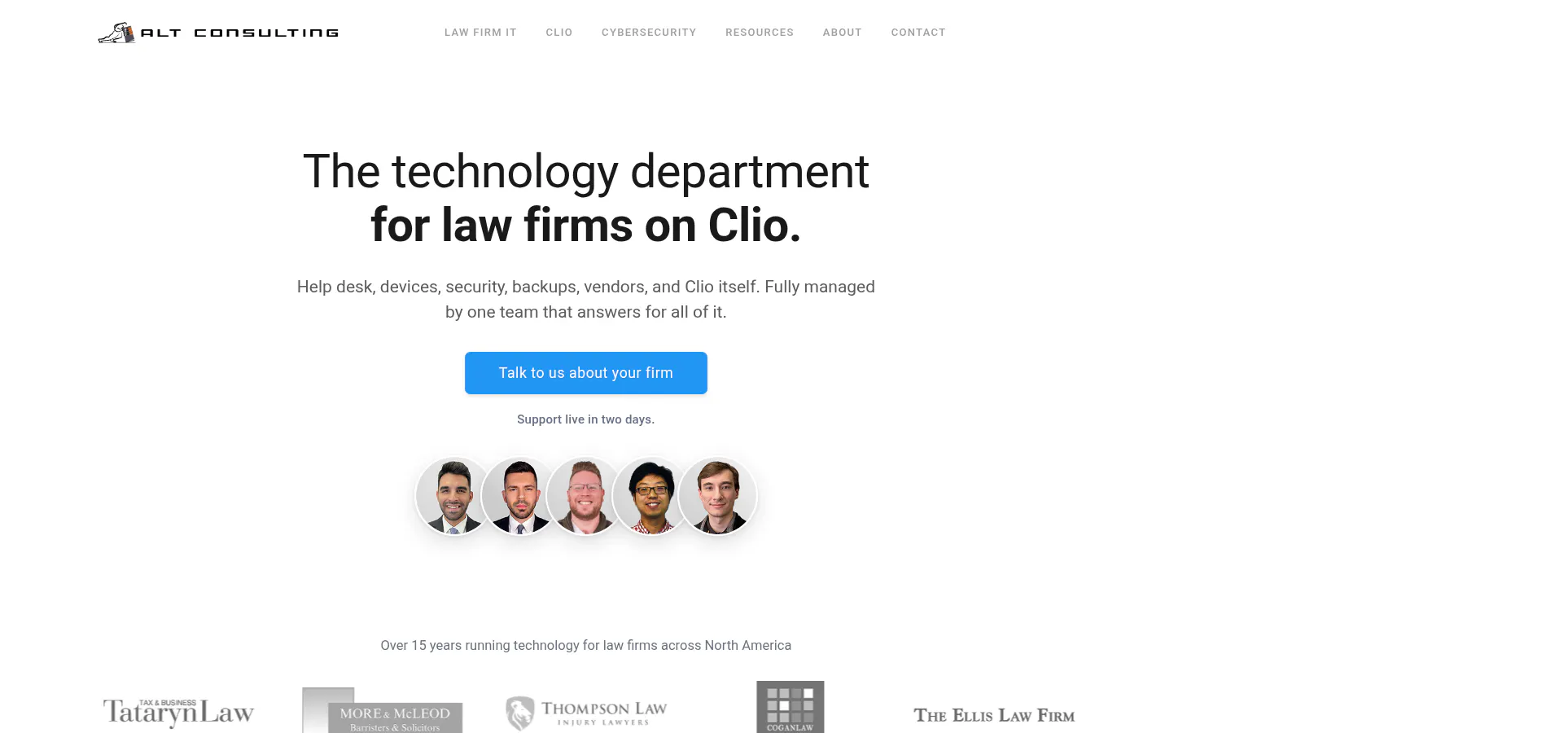 ALT Consulting law firm IT and Clio support in Los Angeles, homepage