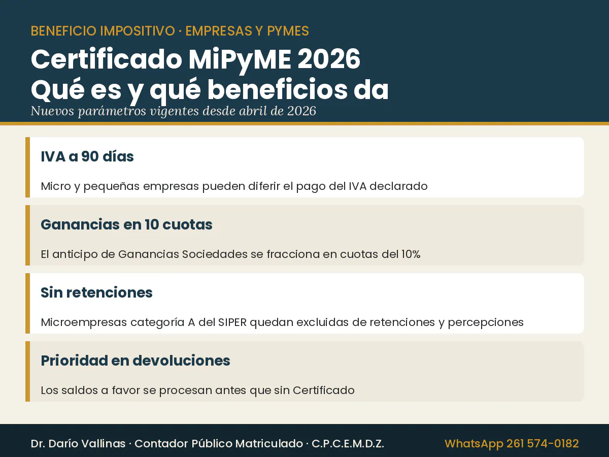 Certificado MiPyME 2026 en Mendoza: requisitos y beneficios impositivos