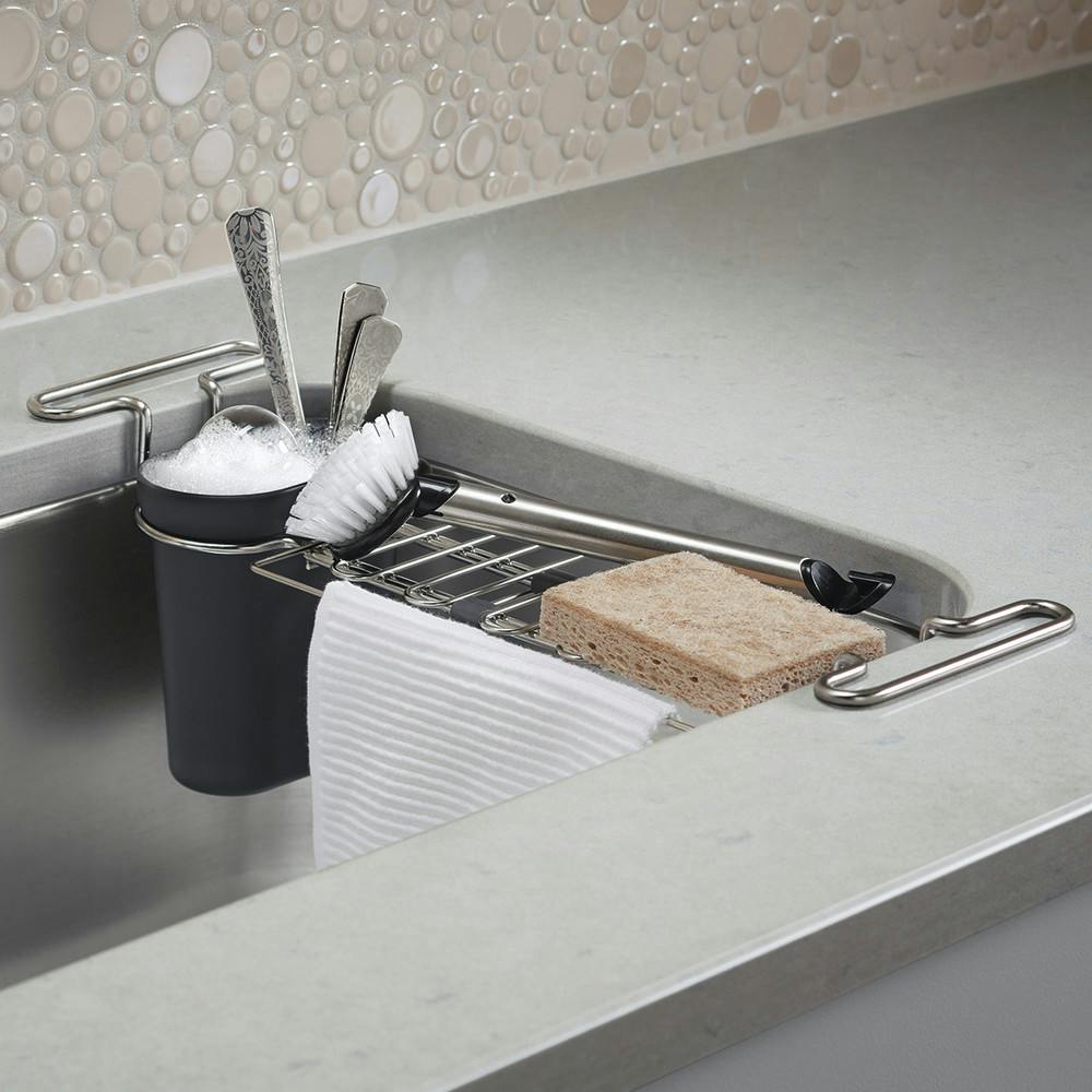 sink rack kohler utility kitchen chrome container sinks dish drying clothing clutter refresh containerstore curb under expandable undersink featured