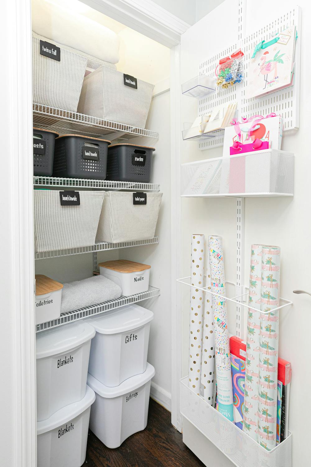 Simple Gift Wrap Storage Stations