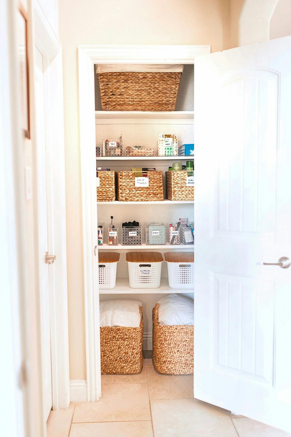 Bathroom Closet Organization Inspiration from Glamorous