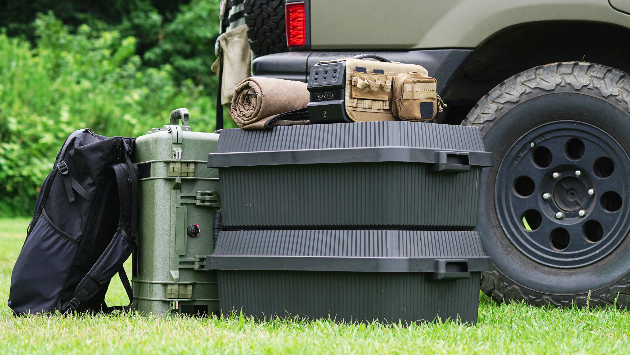 like-it Fluted Storage Organizer Bins used outdoors for camping