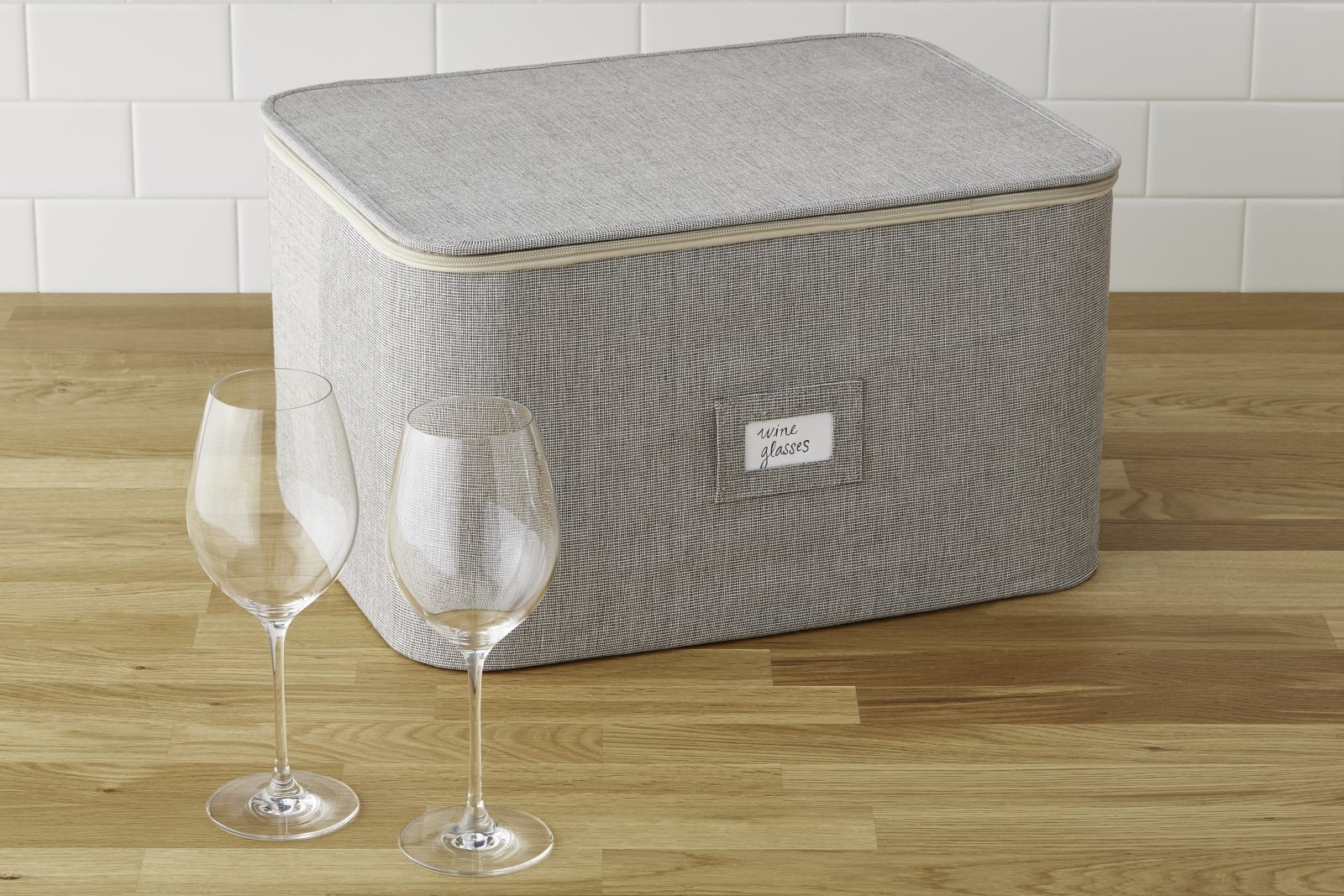 Mug and Wine Glass Storage Box with Dividers, Stemware Wine Glass+Mug  Storage