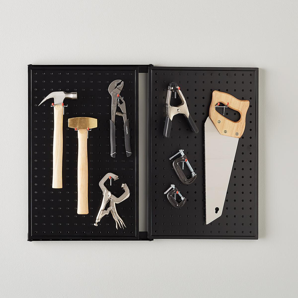 Wall-Mounted Swinging Steel Pegboard