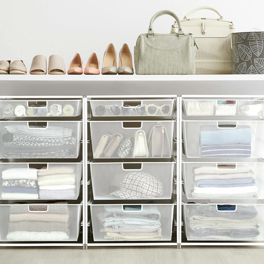 Small Closet Organization Featuring the Elfa Grab & Go Solutions