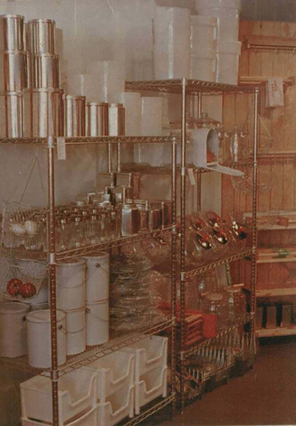 An early photo of The Container Store's products displayed on Metro shelving (which we still sell today).
