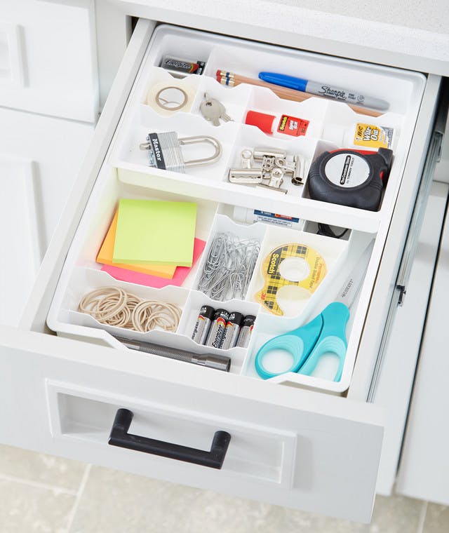 Junk Drawer Organization that Stays Put - Honeybear Lane