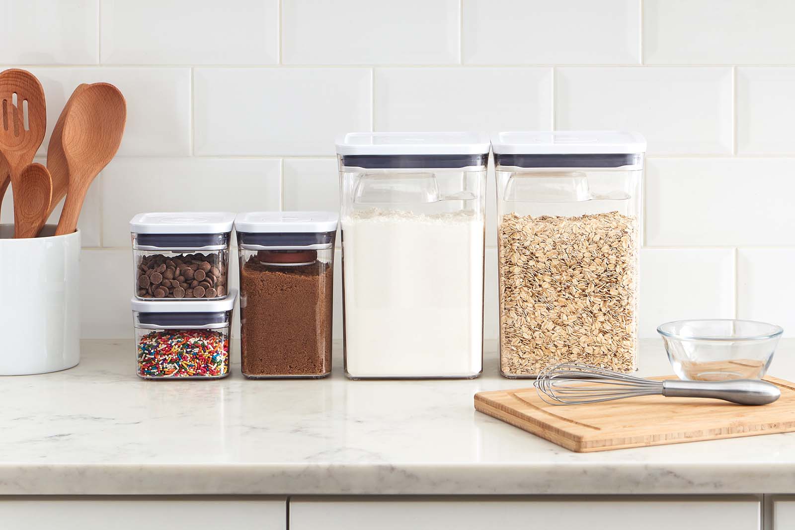 Guide to OXO POP Containers - How to Use the Dry Food Storage Containers   Food storage containers organization, Oxo pop containers, Dry food storage