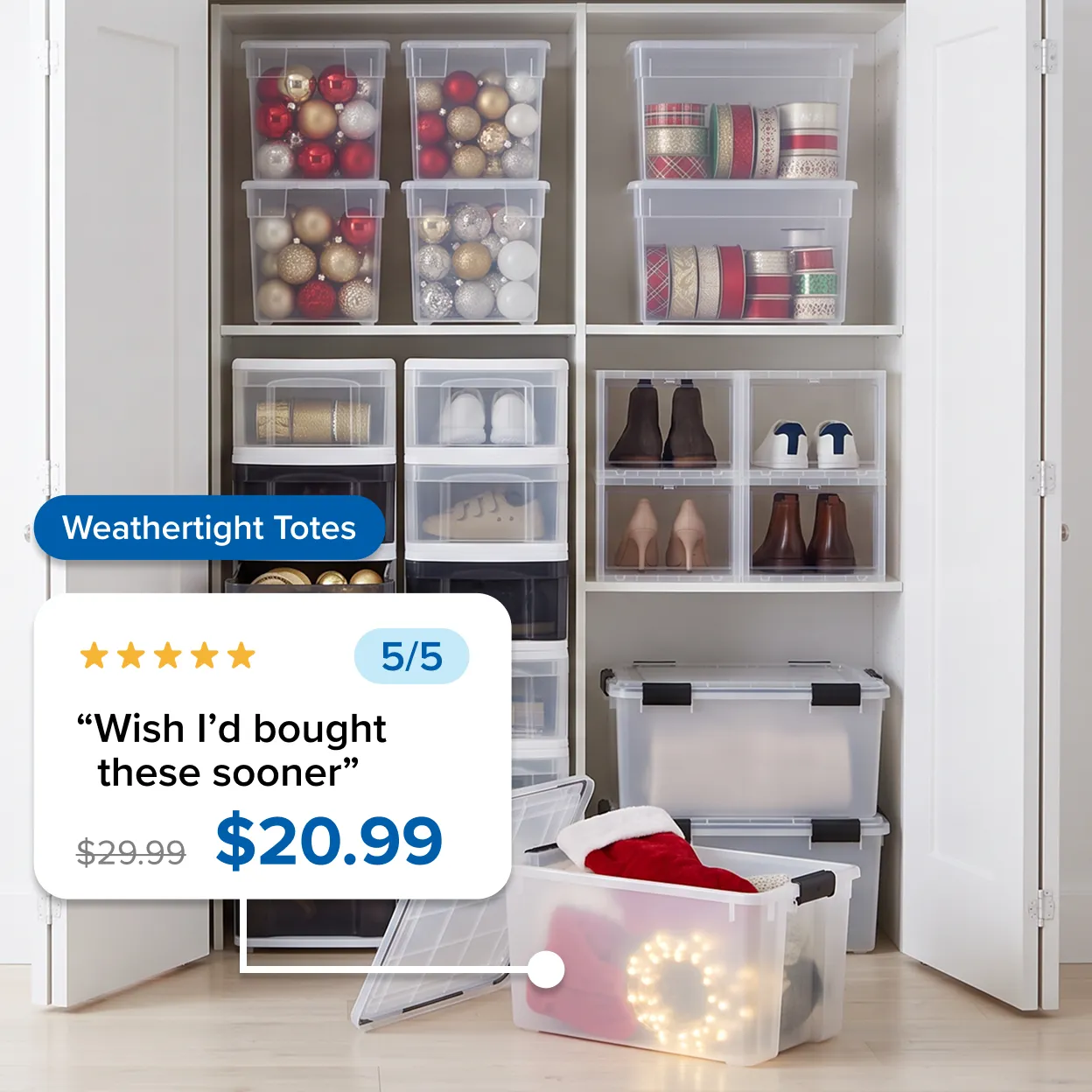 Weathertight Totes - Five star rating 'Wish I'd bought these sooner' - was $29.99 now $20.99