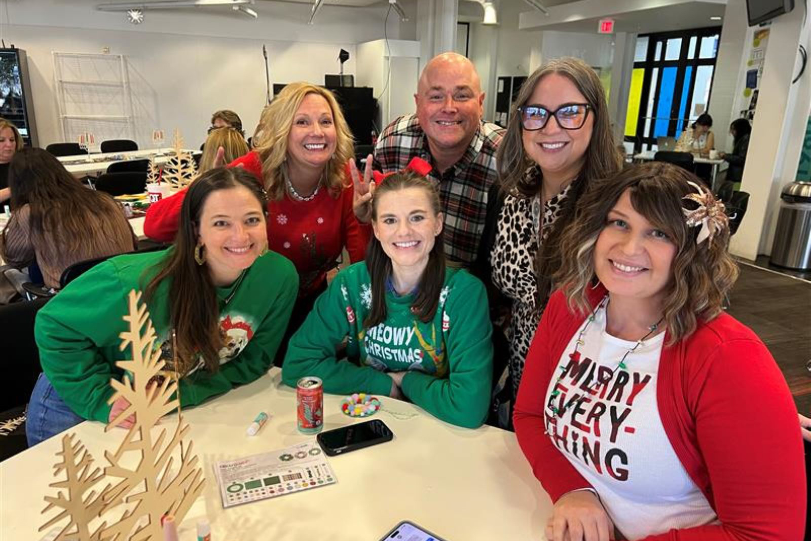 Employees of The Container Store enjoying a holiday celebration