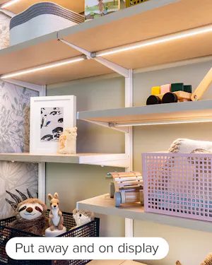 A complete, reconfigurable system for clothes, toys and changing supplies. - tile3