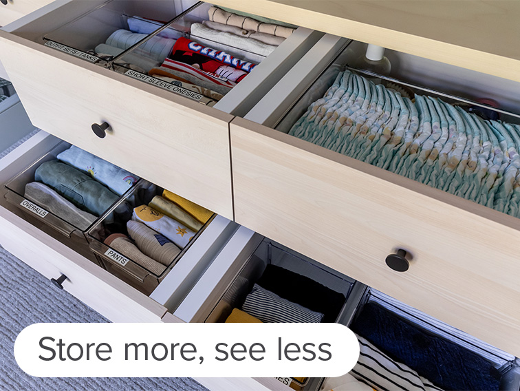A complete, reconfigurable system for clothes, toys and changing supplies. - tile2