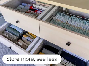 A complete, reconfigurable system for clothes, toys and changing supplies. - tile2