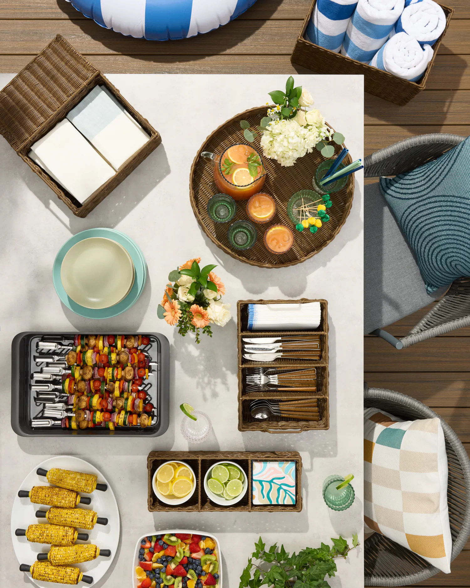The Container Store's Foster Storage Collection used for an outdoor cookout