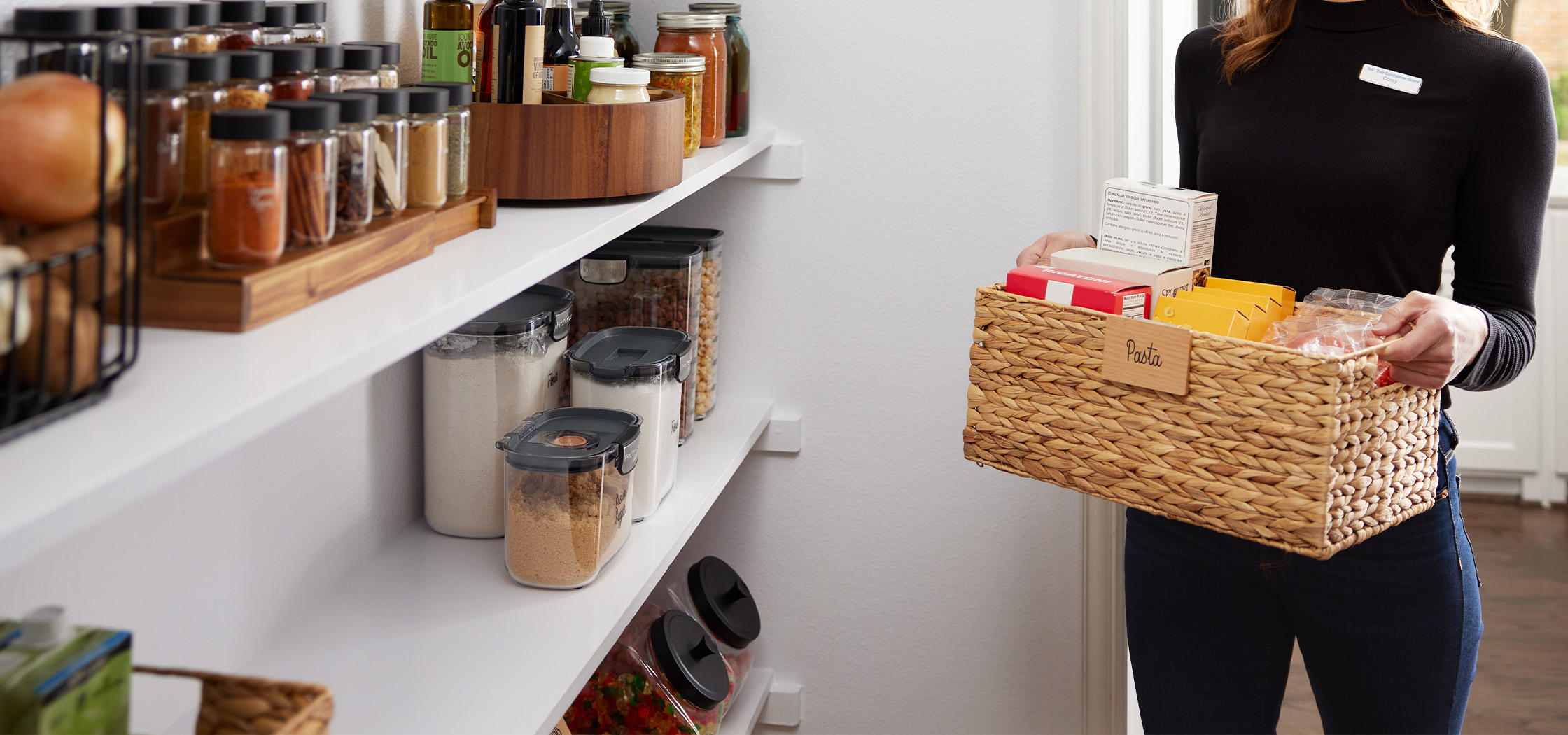 professional organizer setting up a pantry