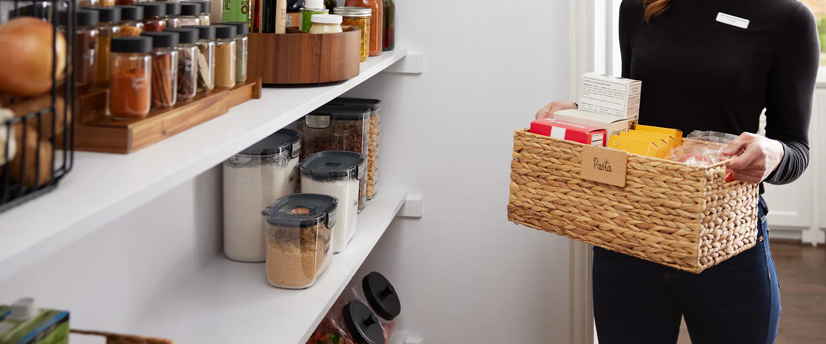 professional organizer setting up a pantry