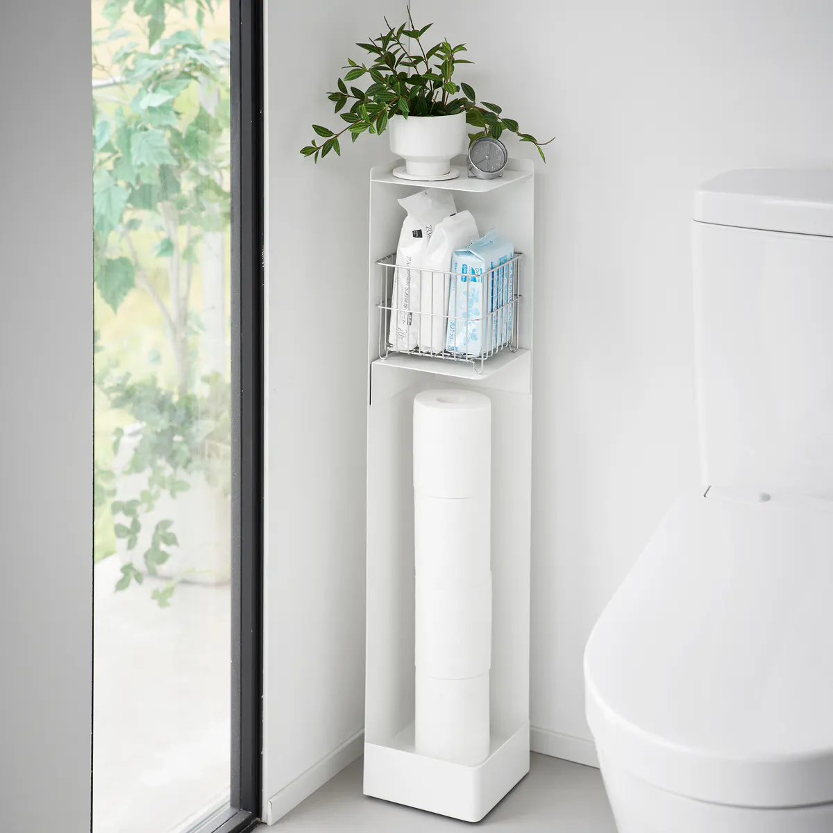 Yamazaki Home Rolling Bathroom Organizer in White