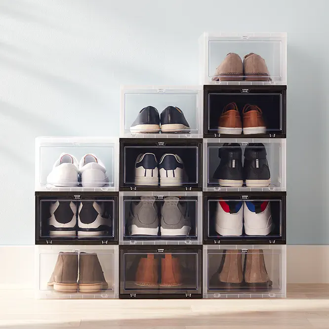 built in style and function with drop-front shoe boxes