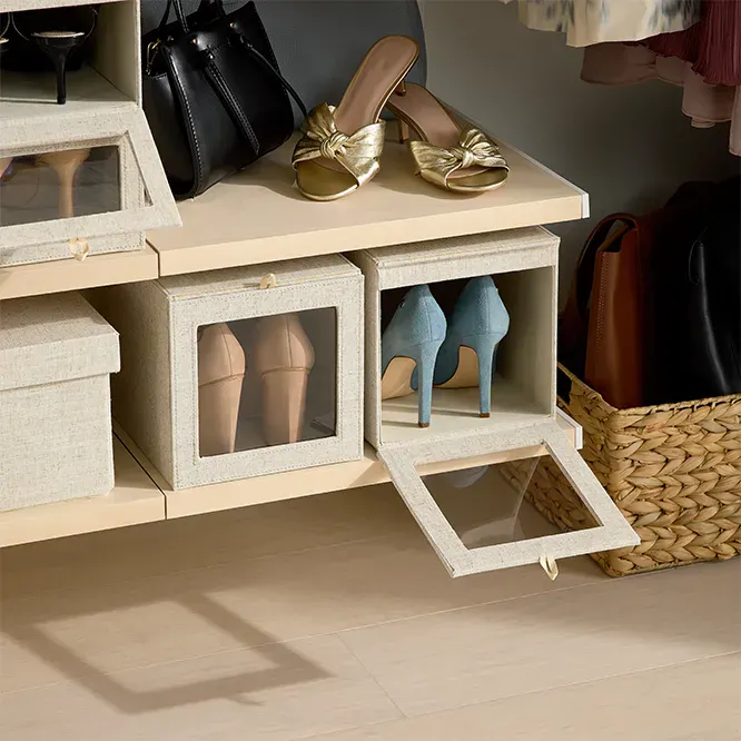 Cambridge Drop-Front Shoe Box with lid open