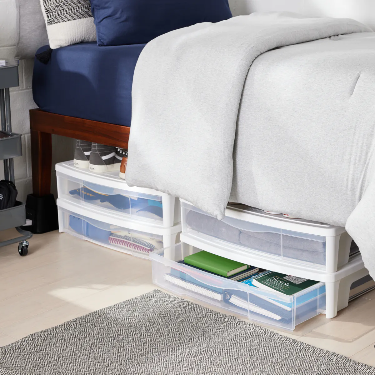 College Under Bed Storage and Organization