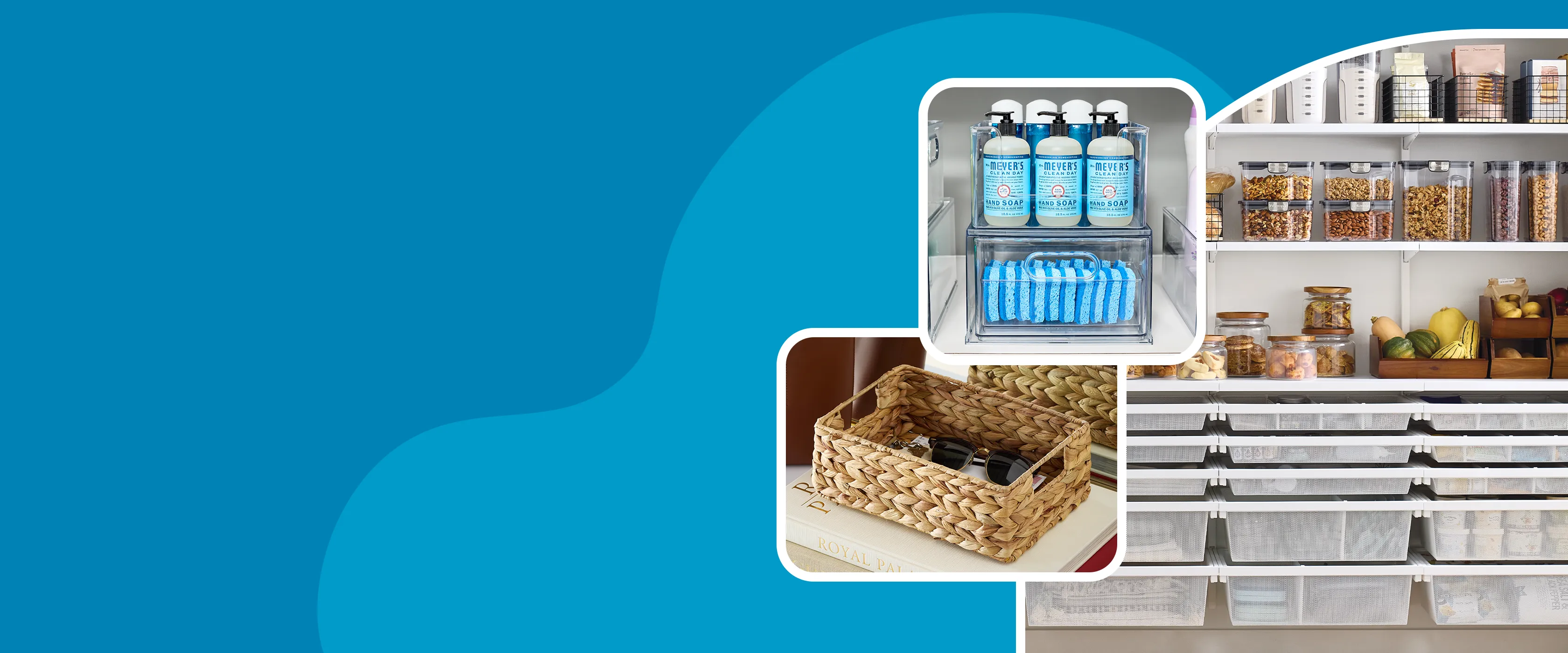 Elfa Decor+, The Home Edit All-Purpose Bins, Water Hyacinth Bins