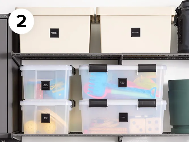 labeled storage totes