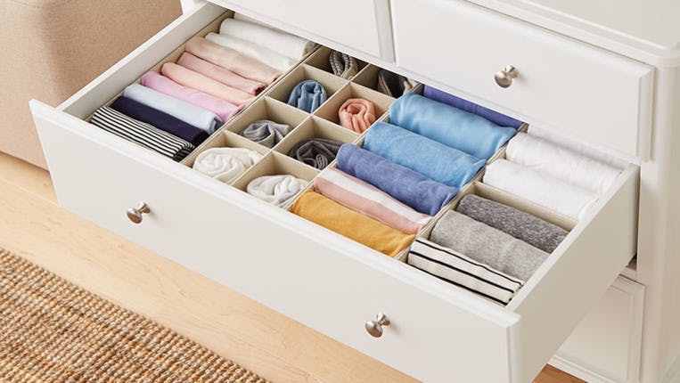 How To Fold Clothes For Organized Dresser Drawers The Container Clothes For Organized Dresser Drawers