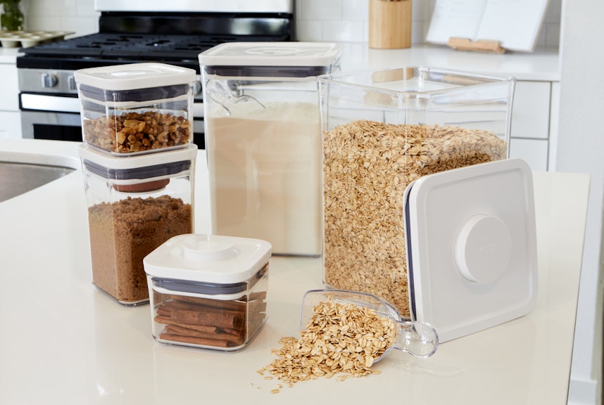 Guide to OXO POP Containers - How to Use the Dry Food Storage Containers   Food storage containers organization, Oxo pop containers, Dry food storage