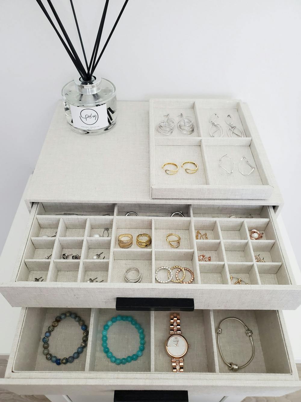 Marie Kondo 2-Drawer Linen Jewelry Box