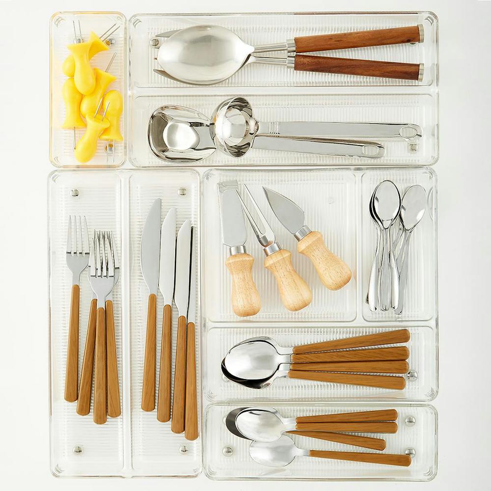 Kitchen Drawer Organizer for Flatware and Utensils,Clear Acrylic
