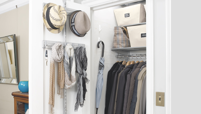 Hall outlet closet shelving