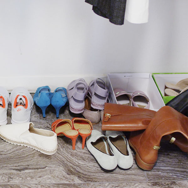 How to stack shoes in a closet sale