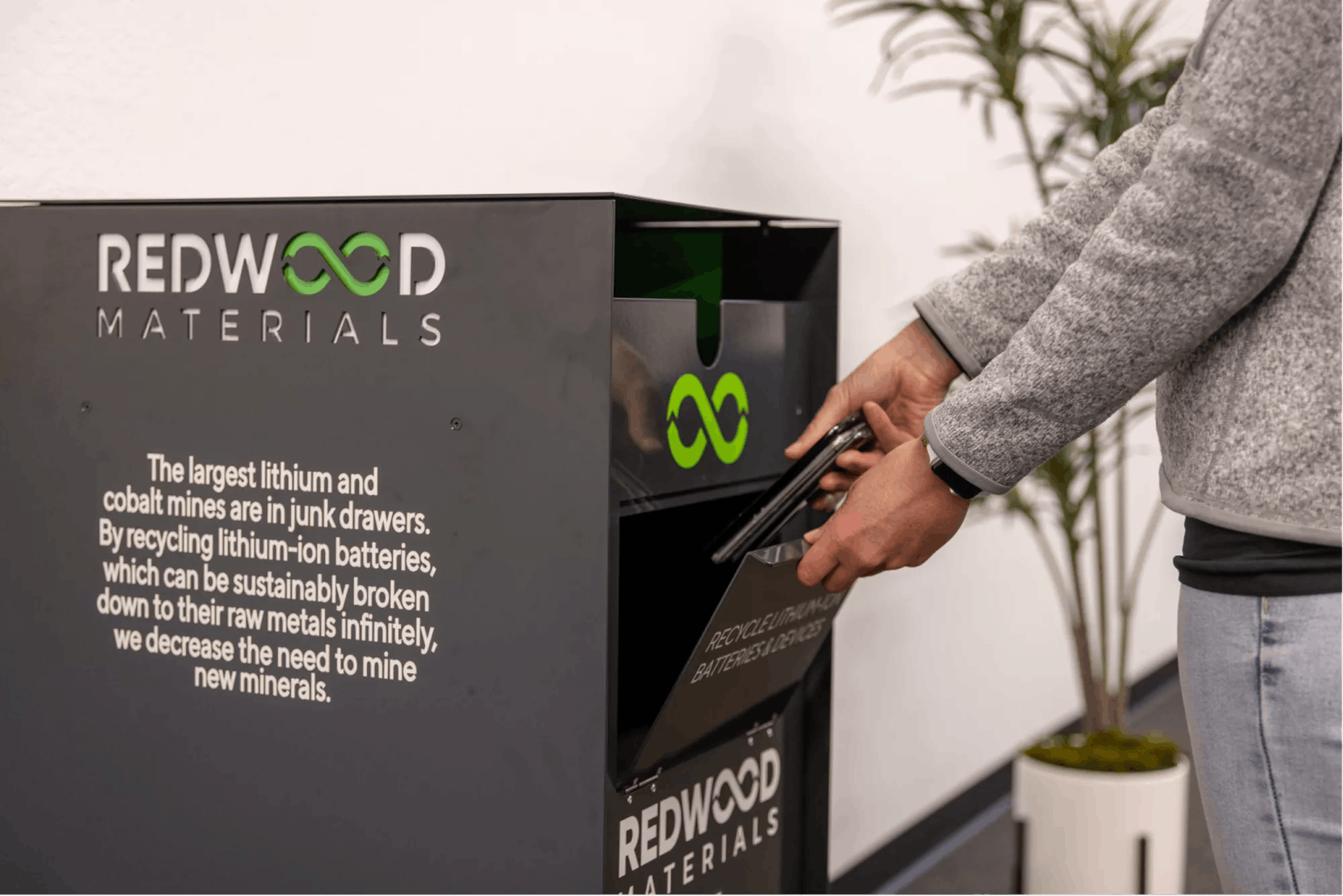 Redwood Materials collection box to collect old consumer electronics from their customers