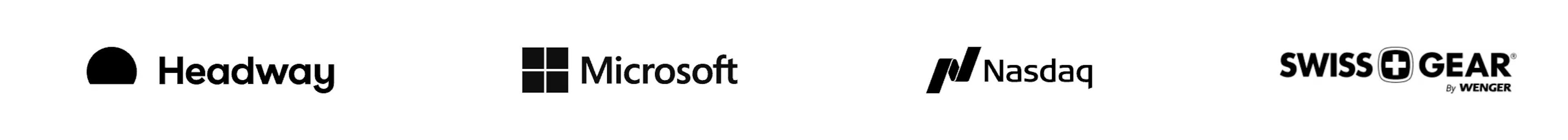Further customer logos shown on Invisible's site, including Headway, Microsoft, Nasdaq, and SwissGear.