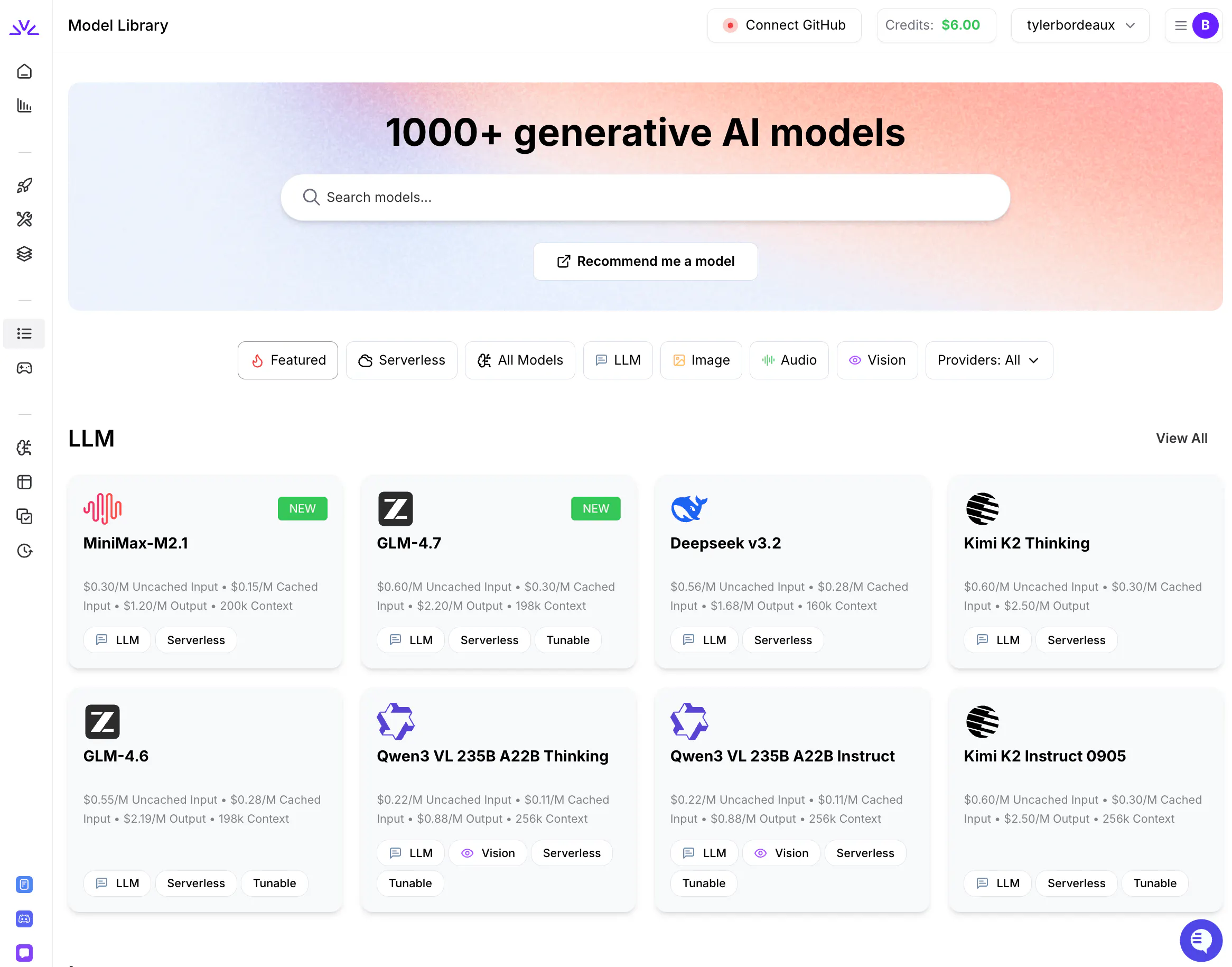 Fireworks AI model library dashboard