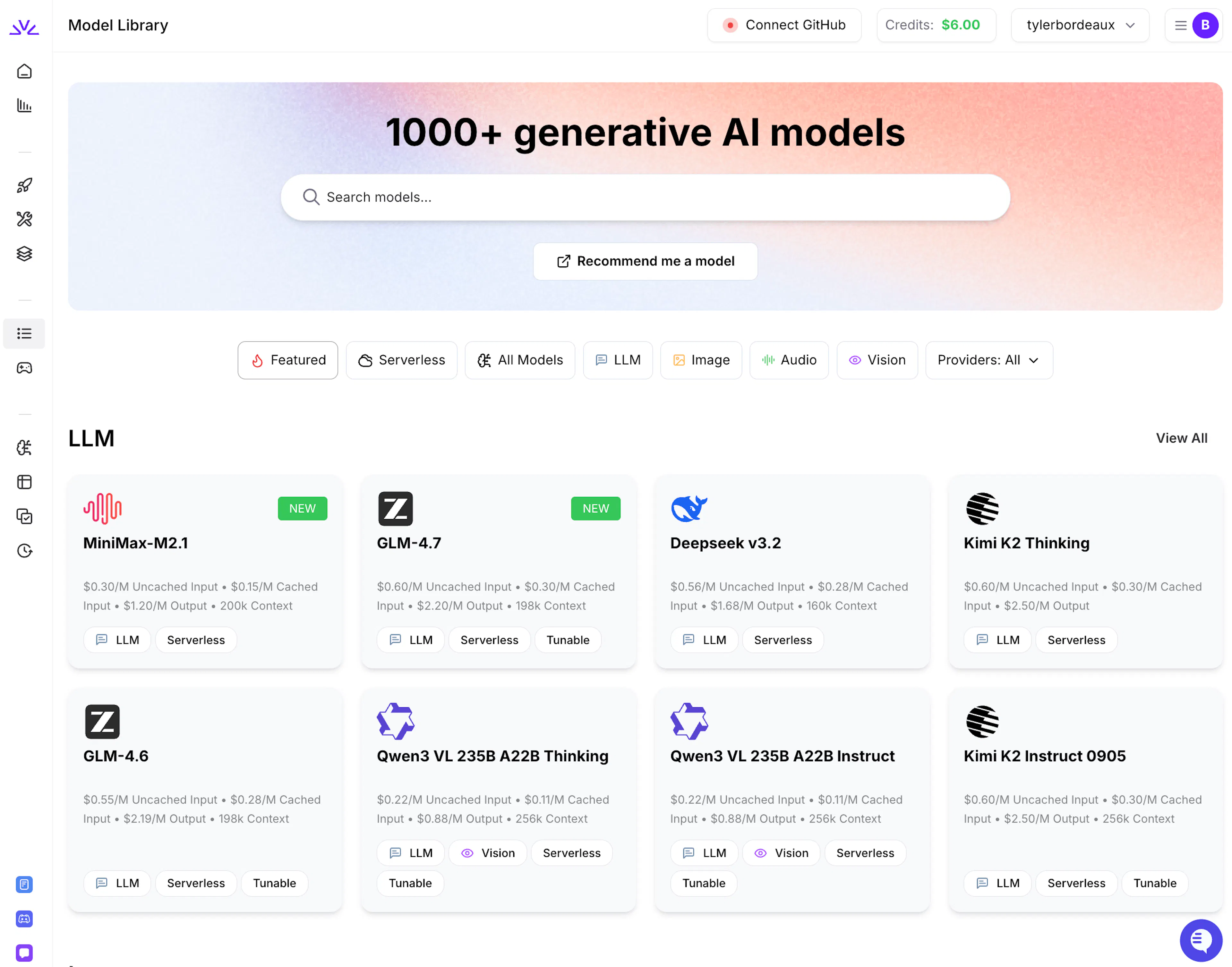 Fireworks AI model library dashboard