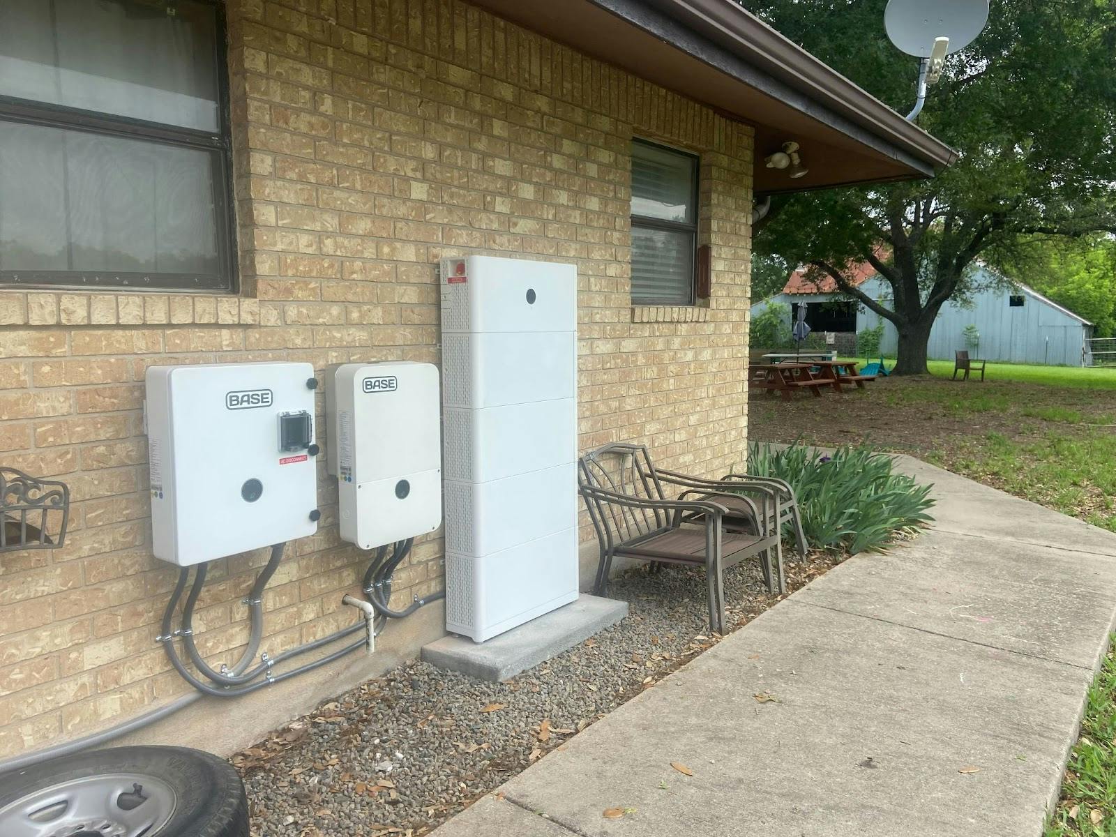 A typical Base Power installation on the side of a home