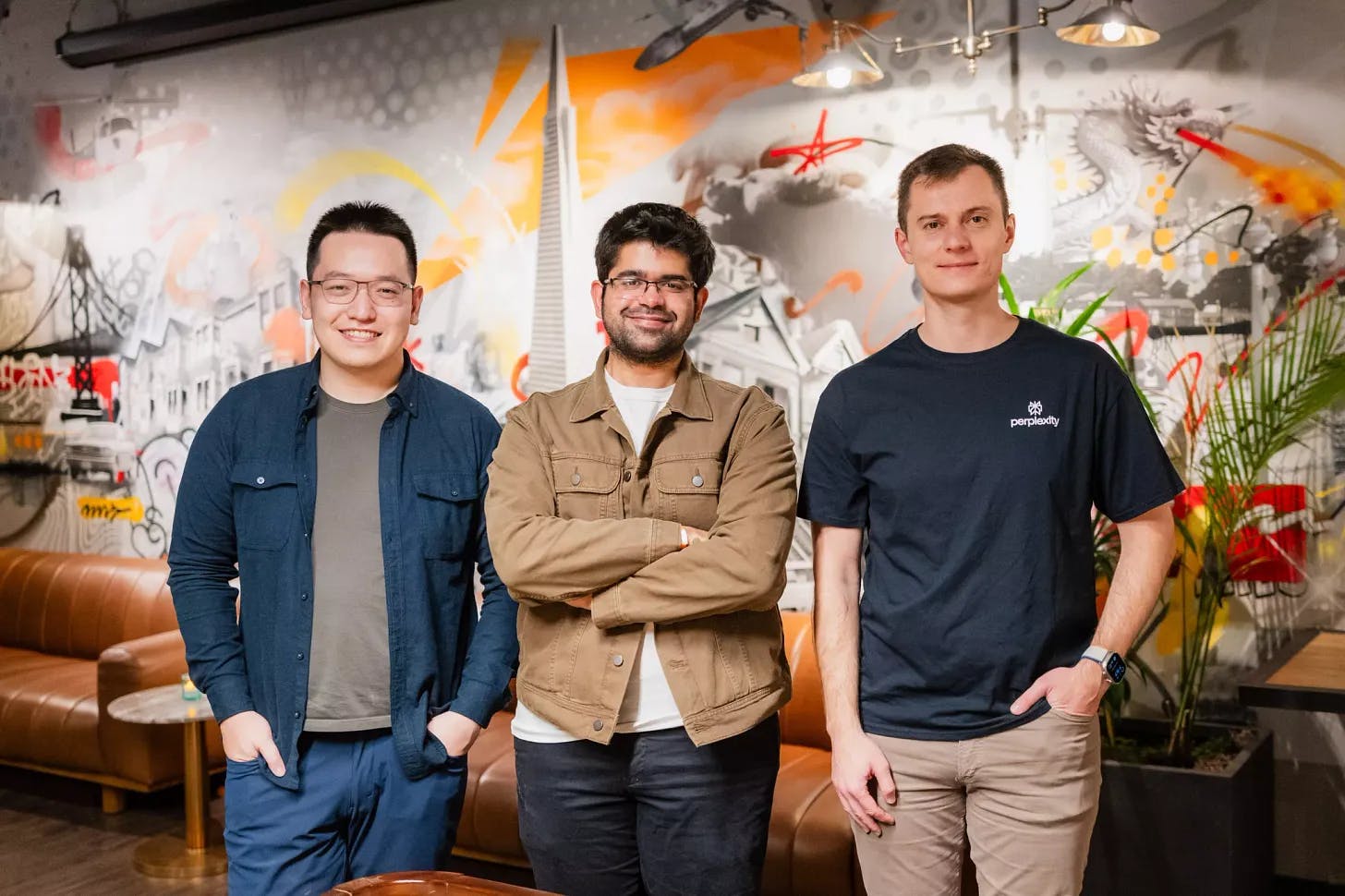 Johnny Ho, Aravind Srinivas, and Denis Yarats, co-founders of Perplexity