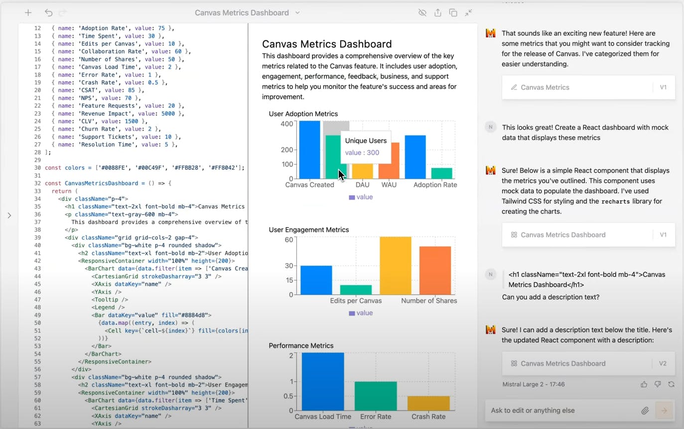 Screenshot of Mistral’s chatbot service