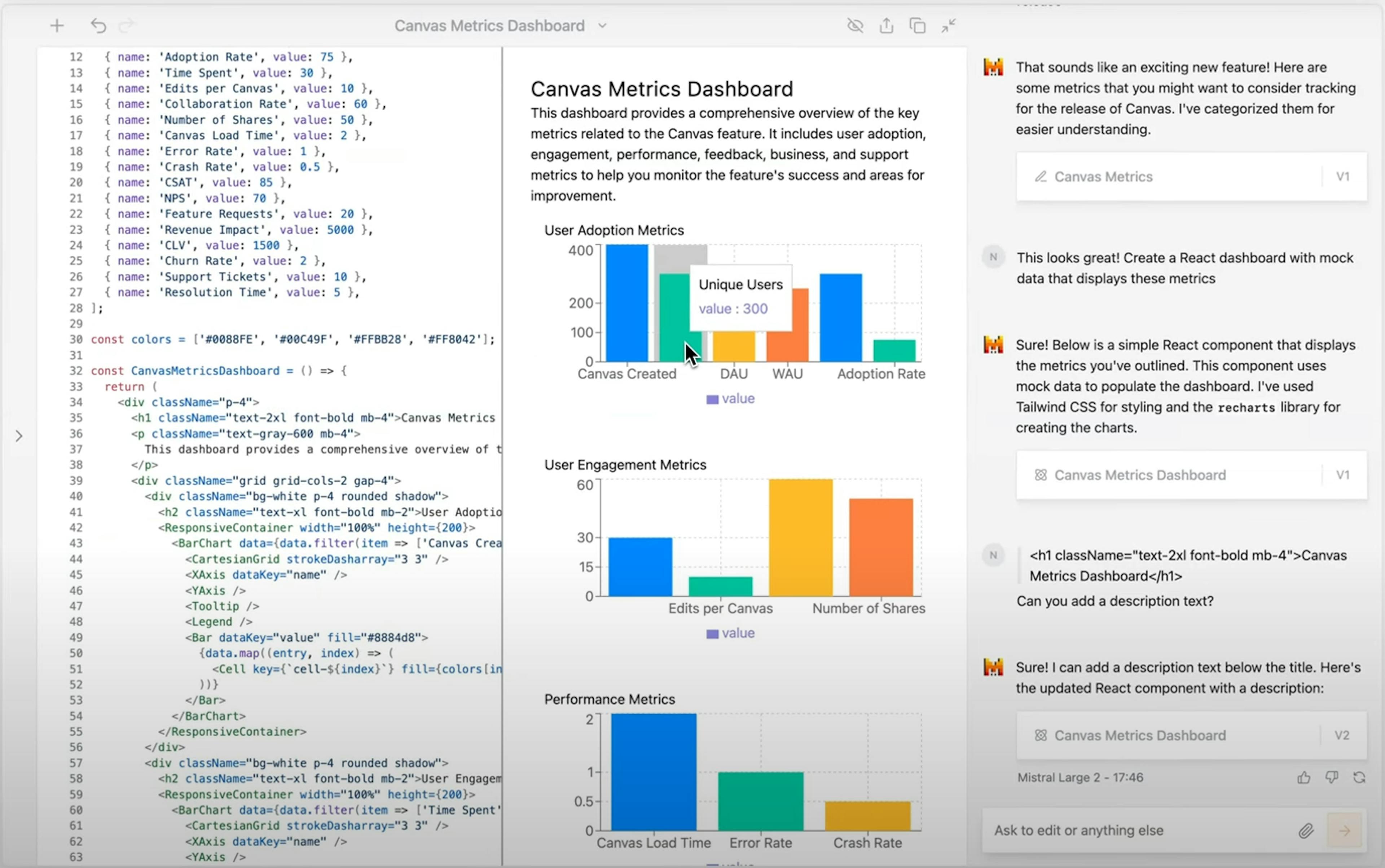 Screenshot of Mistral’s chatbot service