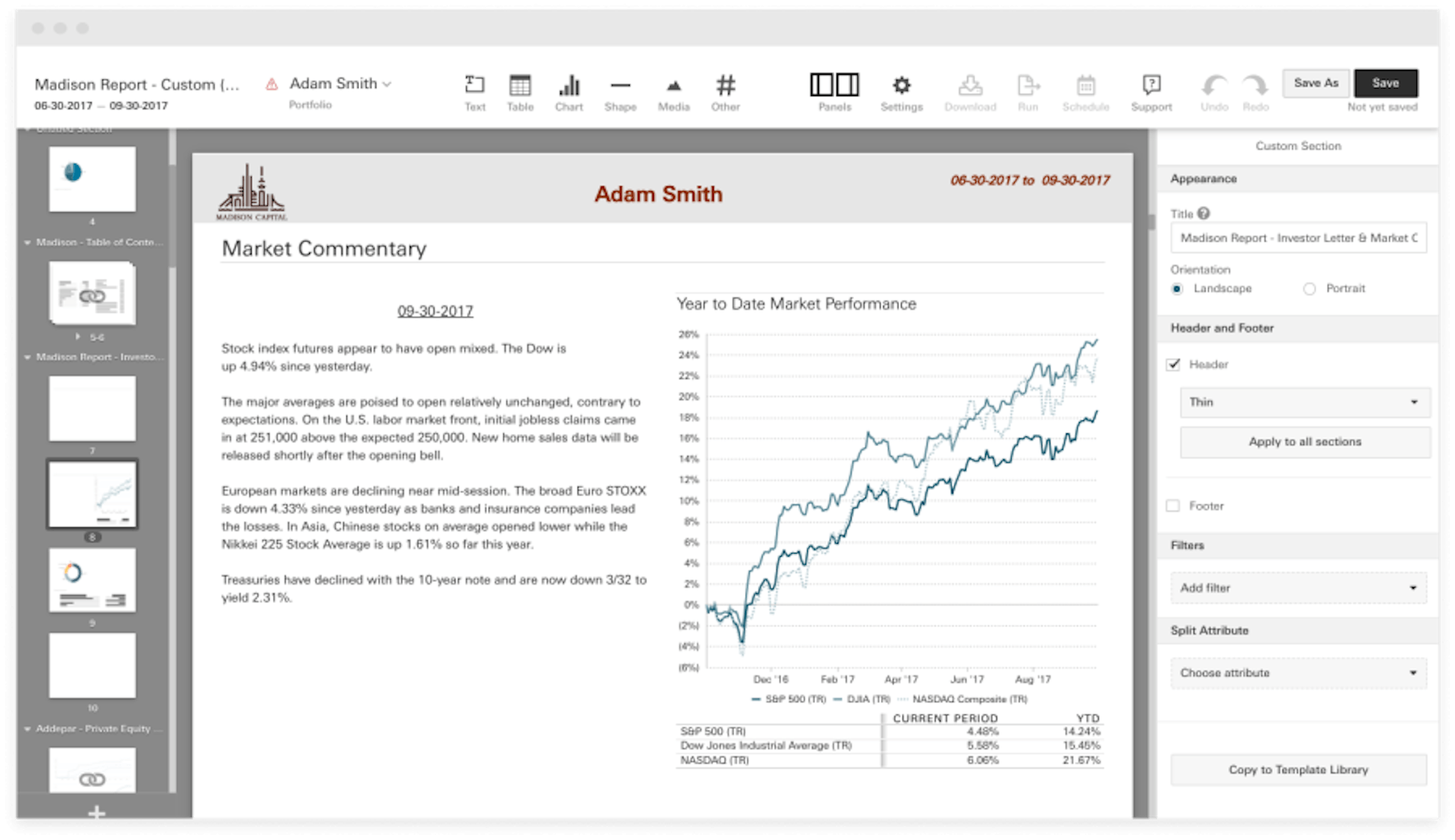 Example of Addepar’s reporting product