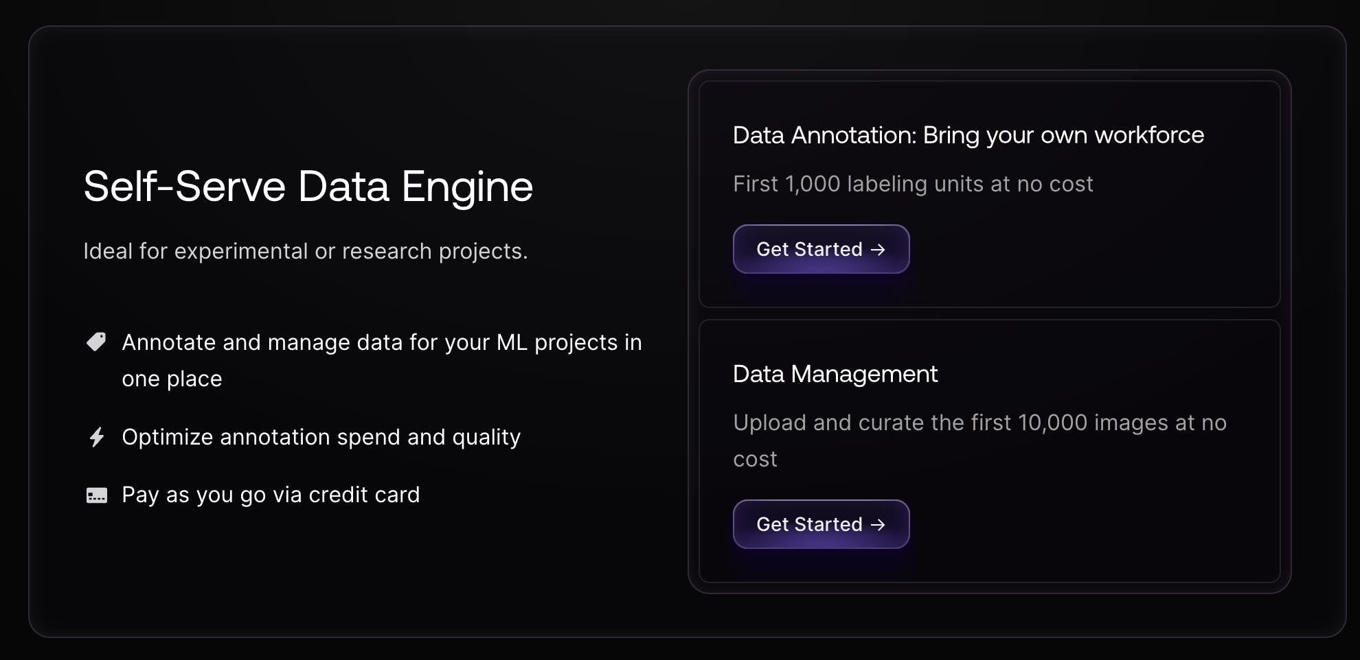 Scale AI Self-Serve Data Engine pricing model