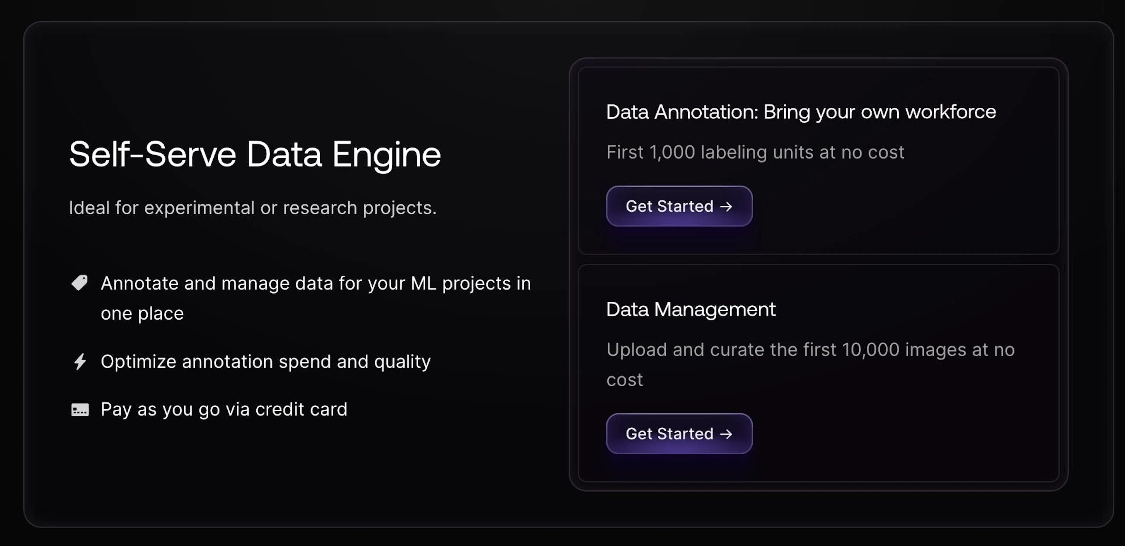 Scale AI Self-Serve Data Engine pricing model