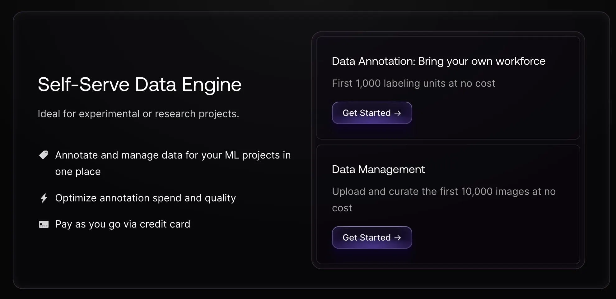 Scale AI Self-Serve Data Engine pricing model