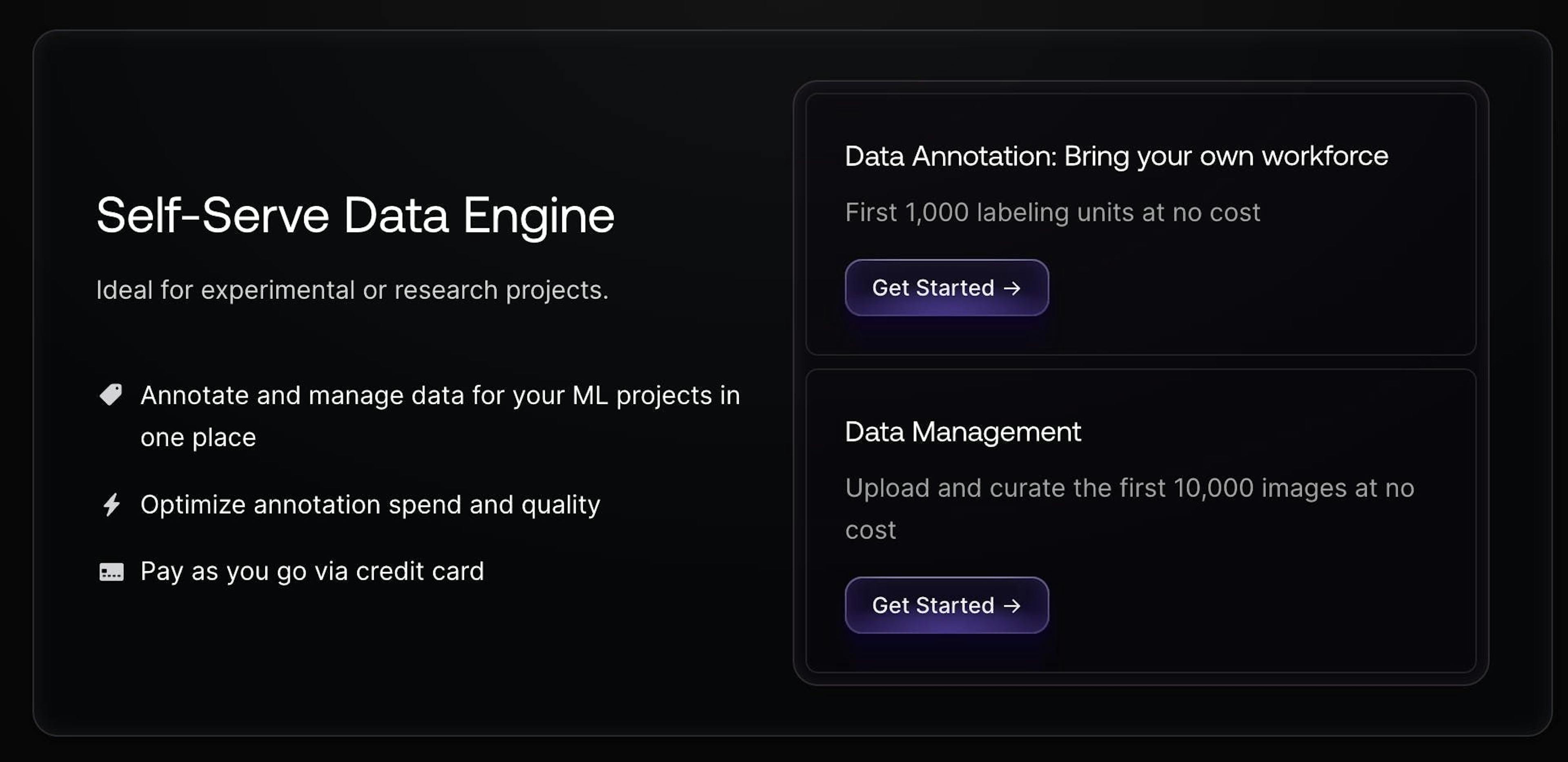 Scale AI Self-Serve Data Engine pricing model